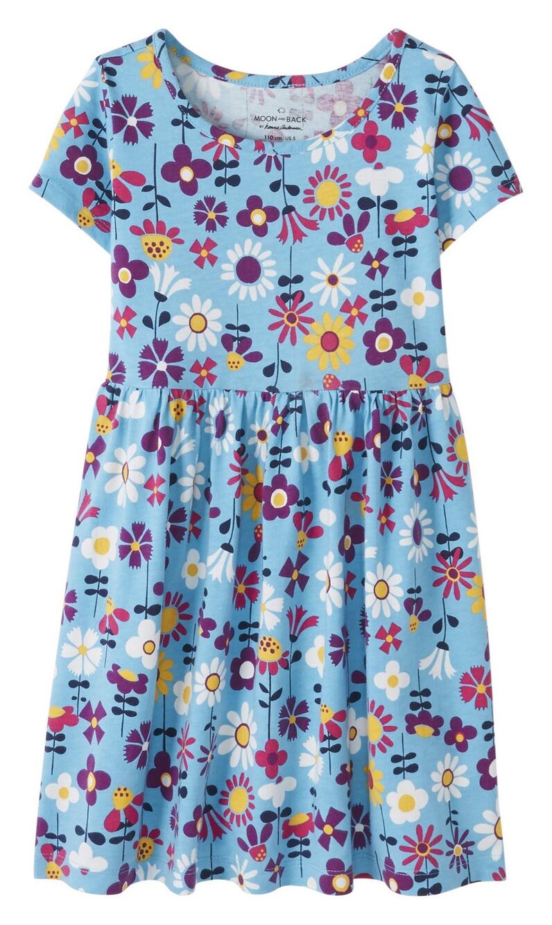 Moon & Back Hanna Andersson Girls' Blue Floral Knit Dress